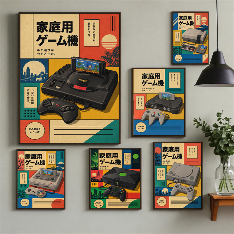 Gaming Console In 90S - Retro Oyun Duvar Sanatı Posteri –
